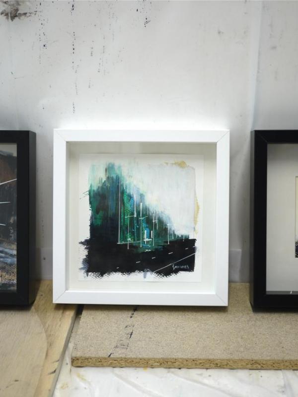 Acryliques sur papier cadre 25/25 cm