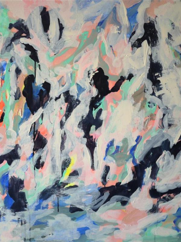 DANSE EN BLEU, Acrylique sur toile, 80/100cm, Disponible