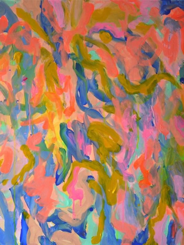 LA PLUIE EN BLEU, Acrylique sur toile, 80/100cm, Disponible