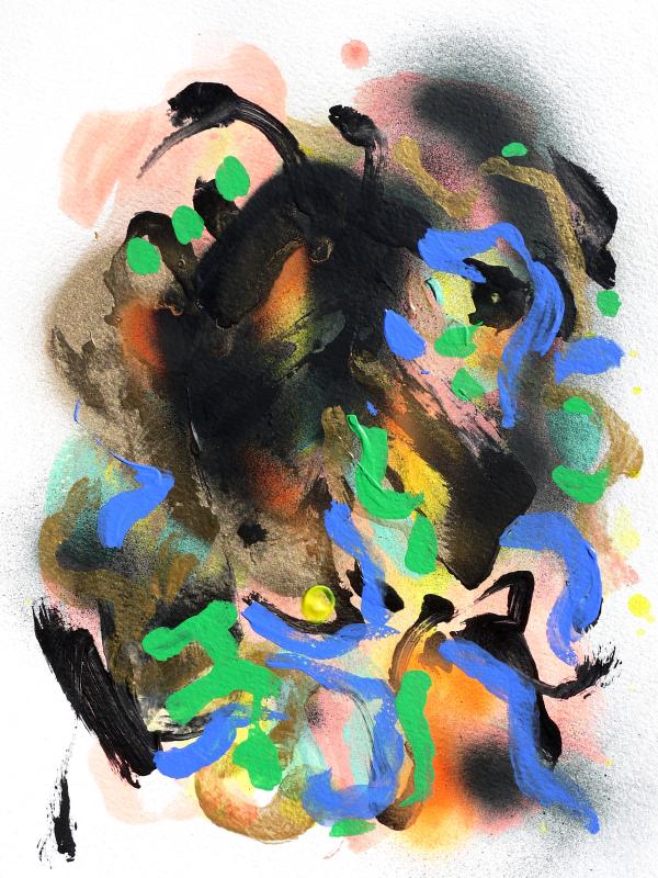 LA VALSE DORÉE 2, Acrylique sur papier 26/36 cm, Disponible