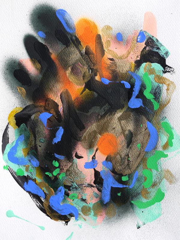 LA VALSE DORÉE 3, Acrylique sur papier 24/32 cm, Disponible