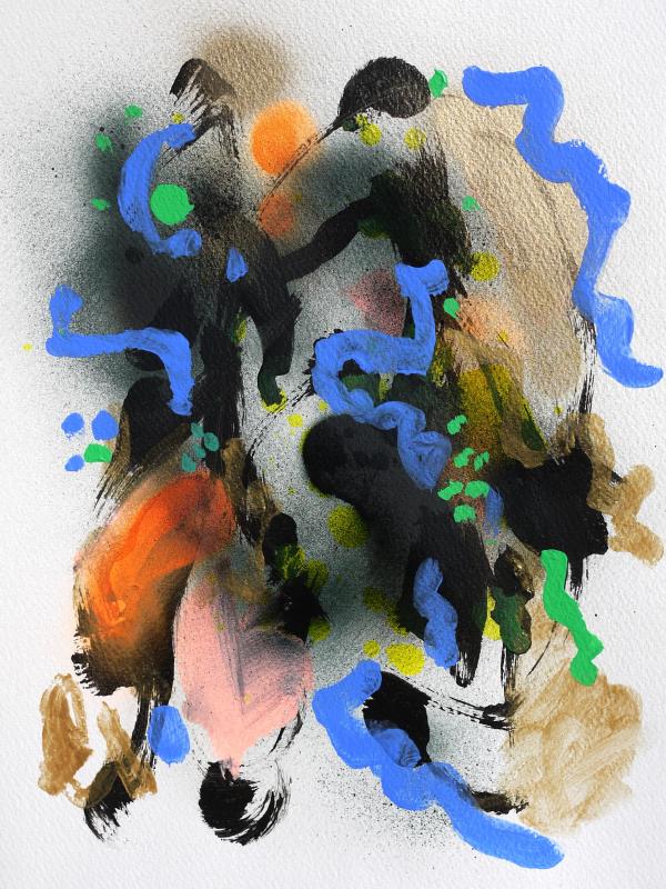 LA VALSE DORÉE 1, Acrylique sur papier 24/32 cm, Disponible