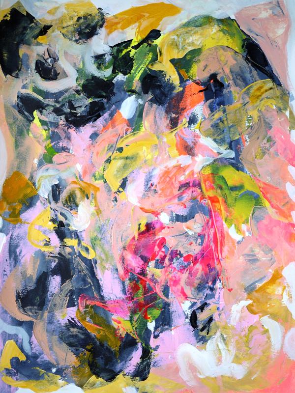 BOUQUET, Acrylique sur papier, 46/61 cm, Disponible