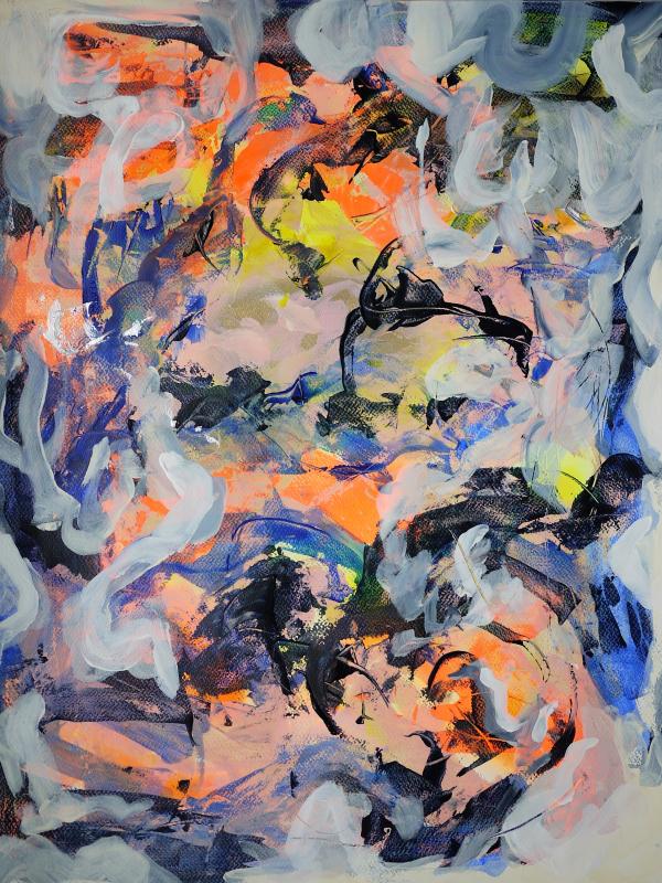 POISSONS D'EAU DOUCE, Acrylique sur papier, 50/65 cm, Disponible