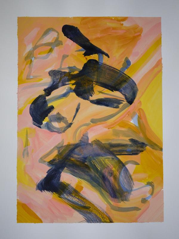 DANSE JAUNE, Acrylique sur papier, 46/61 cm, Disponible
