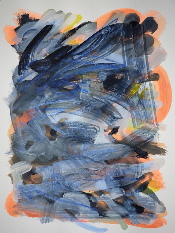 BLEU, Acrylique sur papier, 46/61 cm, Disponible