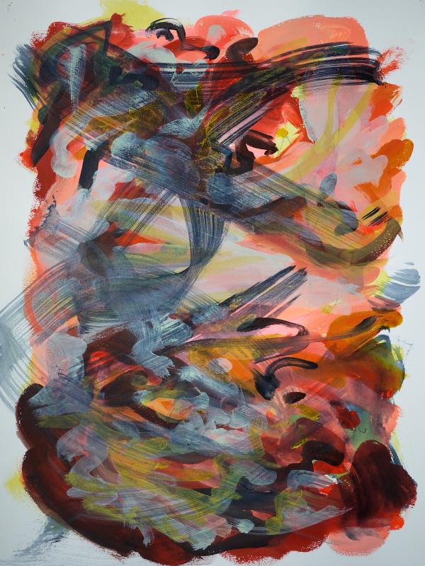 ROUGE, Acrylique sur papier, 46/61 cm, Disponible