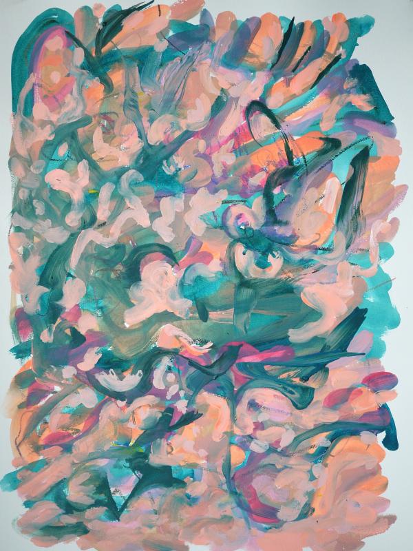 LE GESTE ROSE, Acrylique sur papier, 46/61 cm, Disponible