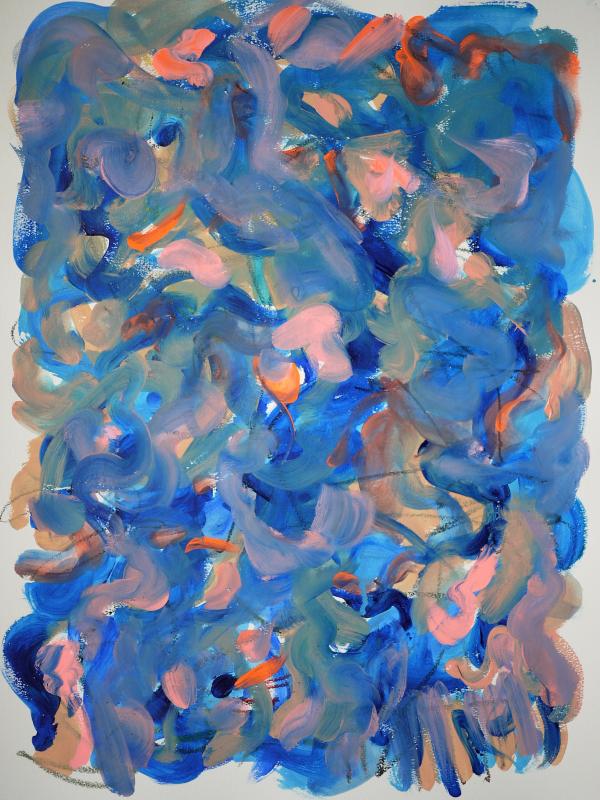 LE GESTE BLEU 2, Acrylique sur papier, 46/61 cm, Disponible