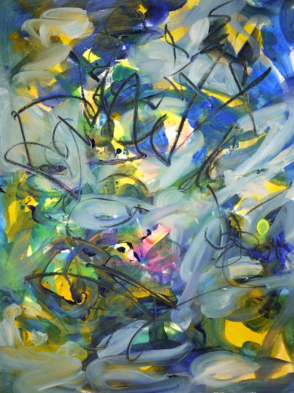 LUMIÈRE DORÉE, Acrylique sur papier, 46/61 cm, Disponible