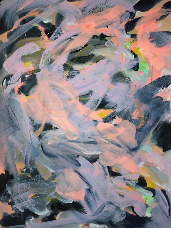 NOIR ROSE ORANGE, Acrylique sur papier, 46/61 cm, Disponible