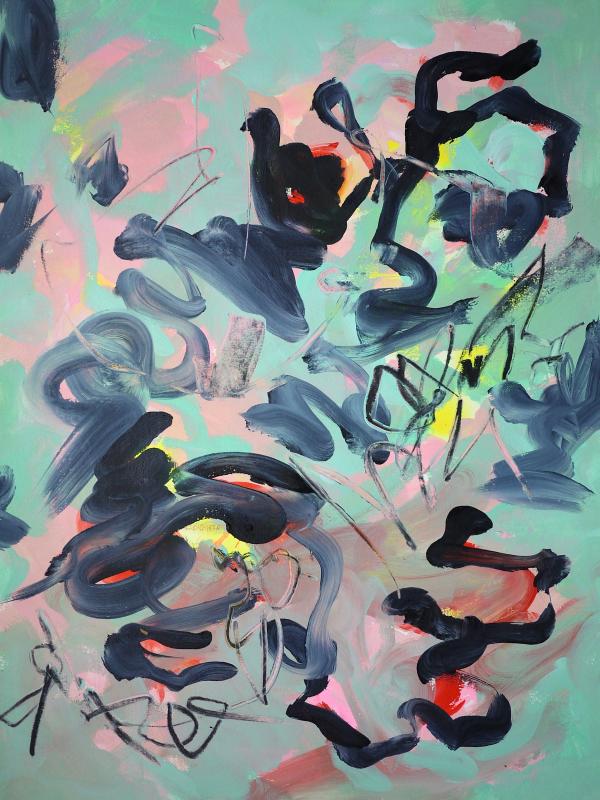 GRAFIK GREEN, Acrylique sur papier, 46/61 cm, Disponible